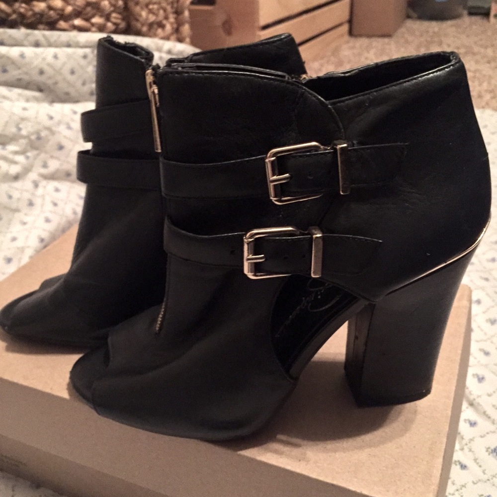 Black peep toe booties